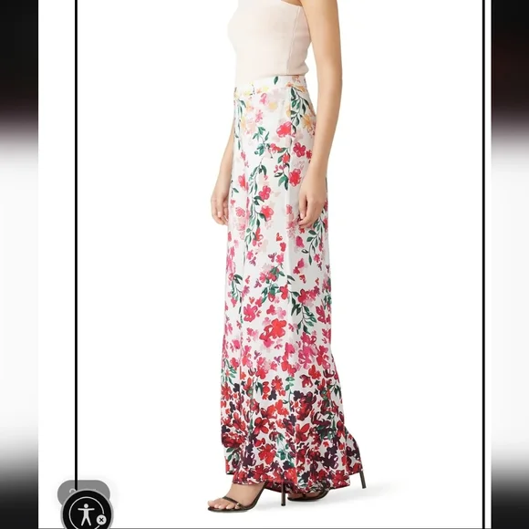 Marchesa Notte Designer Gradiant Floral Palazzo Pants Flowy Silky Huge Leg 20W - Picture 3 of 14